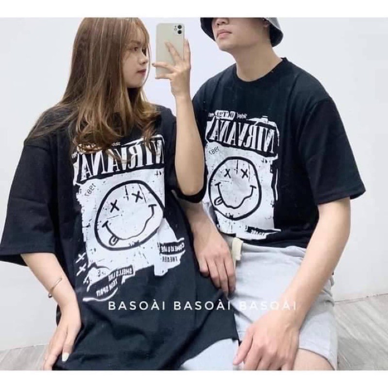 [Mã SKAMFSW175 giảm 10K đơn 50K] [Rẻ vô địch] Áo cotton tay lỡ unisex Áo mặt lè lưỡi . NIRVANA