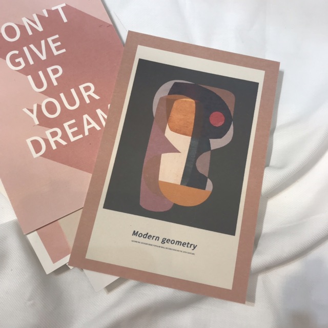 Bộ 5 tấm postcard trừu tượng phong cách đơn giản quote don’t give up your dream