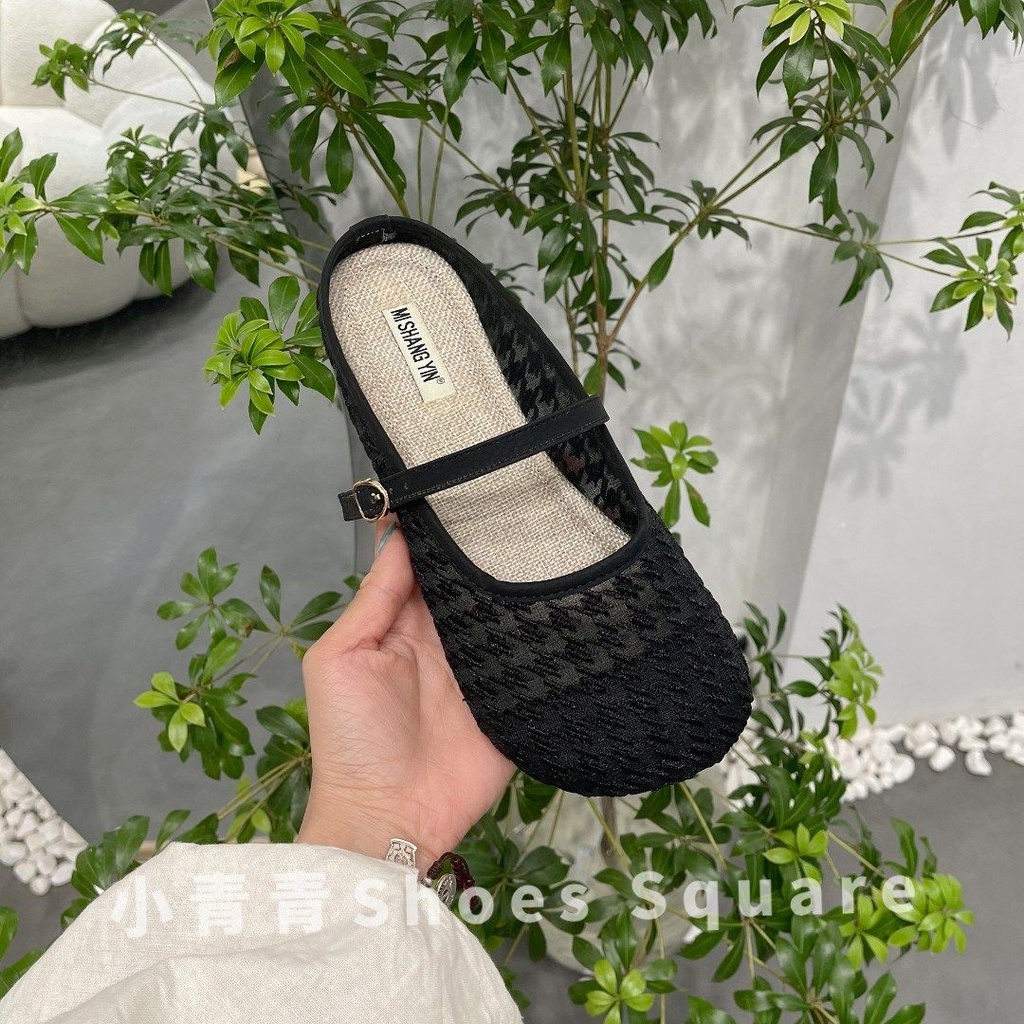 Dép Sandal Đế Bằng Mềm Mại Phối Ren Thoáng Khí Phong Cách Thời Trang Pháp Dành Cho Nữ