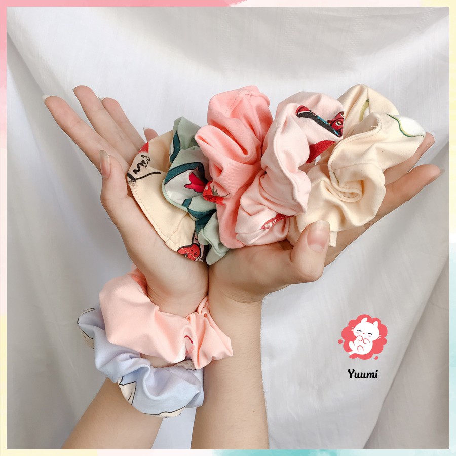 Scrunchies dây buộc tóc Yuumi màu sắc dễ thương QT01