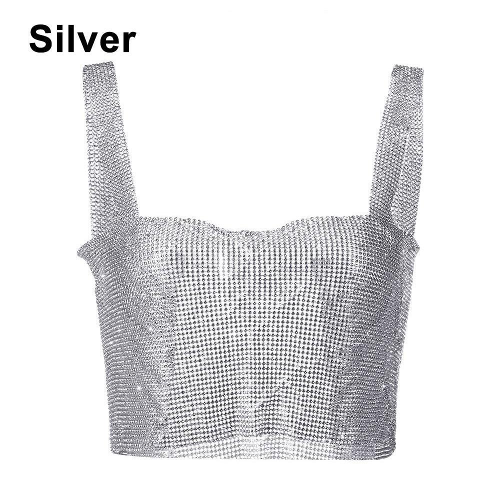 Upstopvn Crop Top Mặc Dự Tiệc|Kim Cương Giả|Kim Tuyến Lấp Lánh Trang Trí Đa Năng