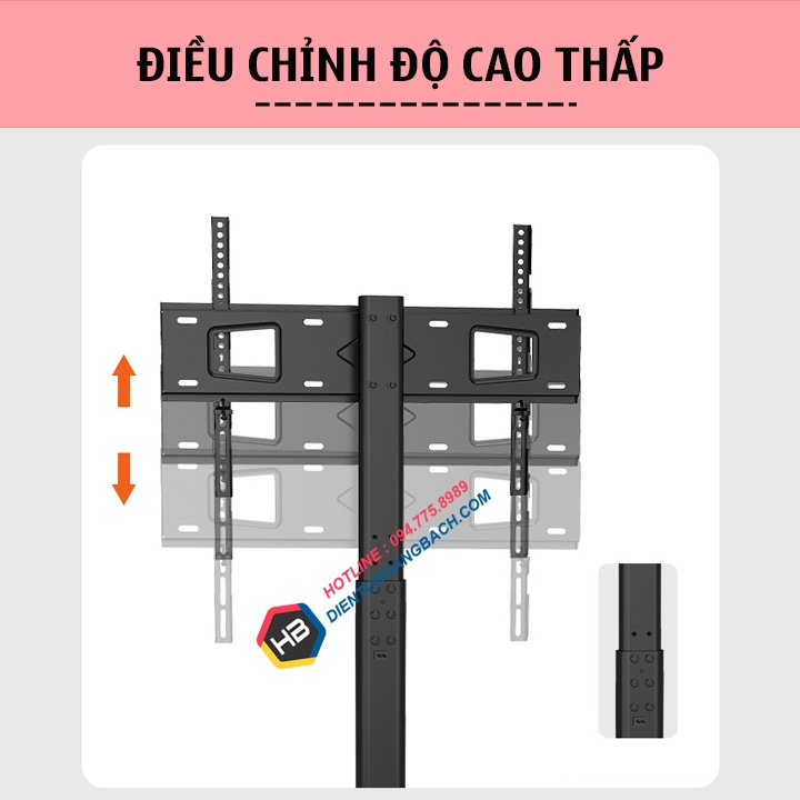 Kệ Tivi Đứng ErgoTek EH12 - Chân Tivi Mặt Kính Cường Lực - Chuyên Trưng Bày Quảng Cáo