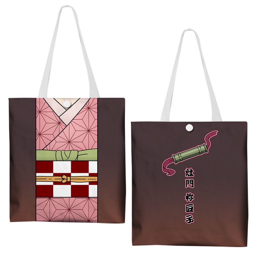 Túi xách đeo vai bằng vải nhung cỡ lớn in họa tiết anime Demon Slayer thời trang cho nữ