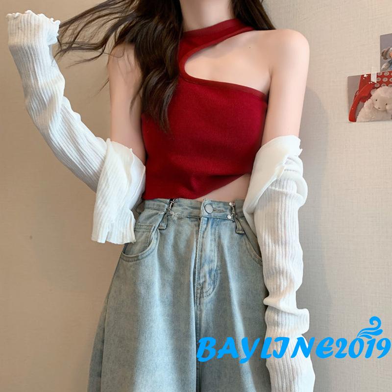 Áo Croptop Hai Dây Dáng Ôm Màu Sắc Đơn Giản Thời Trang Mùa Hè Dành Cho Nữ