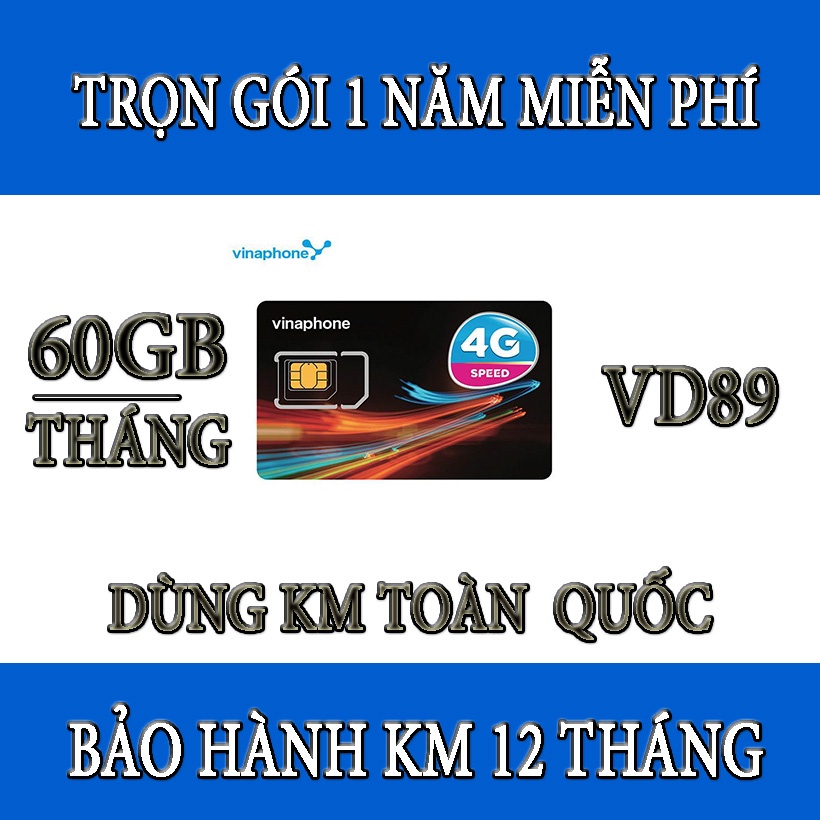 [MIỄN PHÍ 1 NĂM]SIM 4G VINAPHONE 60GB-120GB/tháng VD89-Fhappy-VD149 nghe gọi miễn phí ,dùng cho điện thoại di động,wifi