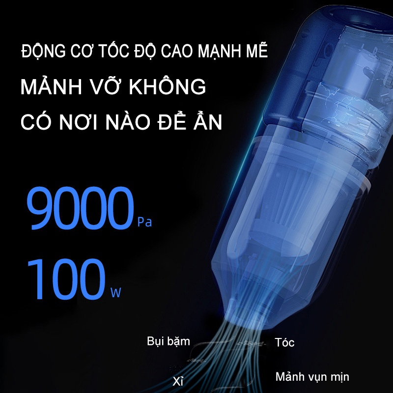 Máy Hút Bụi Cầm Tay - Máy Hút Bụi Mini Không Dây CAO CẤP Hút Sạch Bụi Min, Lông Chó Mèo Và Ga Gối {XCQmin}