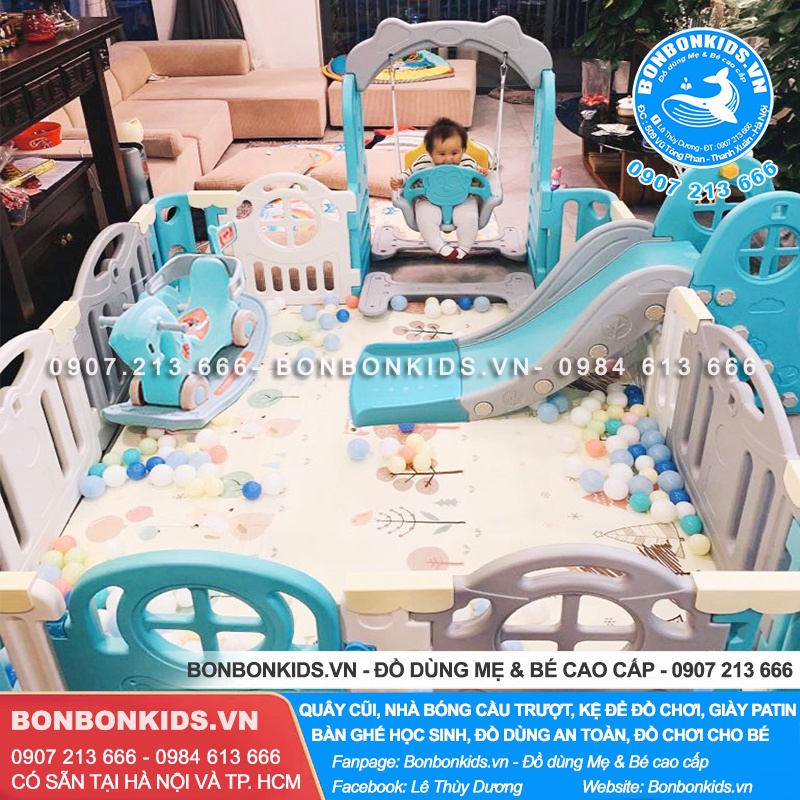 Quây Full Set Hàn Quốc Newber Kitty bo góc - Nhà banh cho bé cao cấp 9 chi tiết