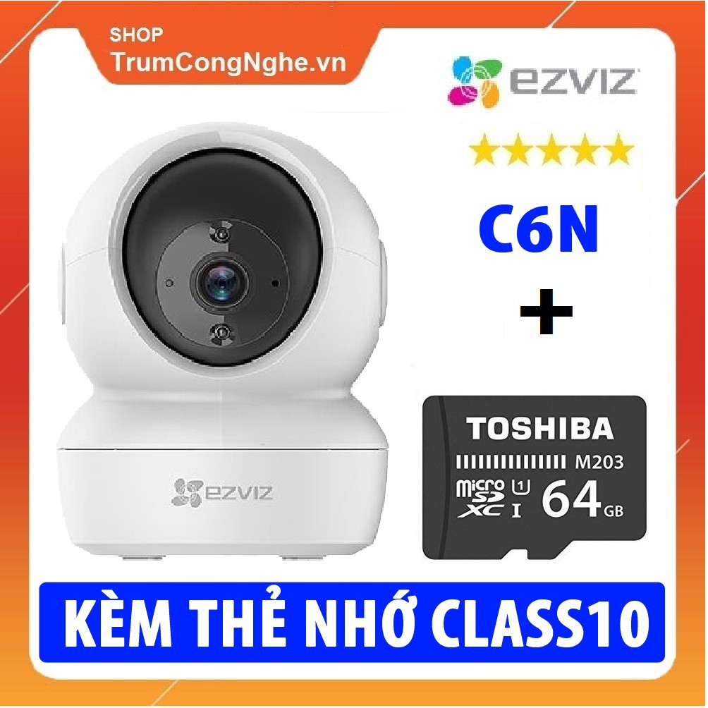 Camera WiFi 1080p 2.0MP FullHD EZVIZ CS-CV246 C6N Siêu Nét Kèm Thẻ nhớ 64GB Class10