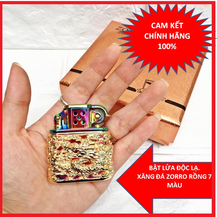 Bật lửa xăng đá Zorro rồng 7 màu