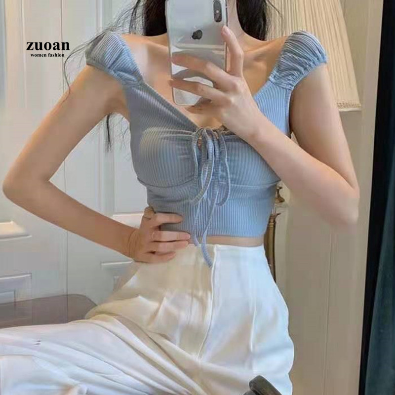 SUXI Áo Hai Dây Dệt Kim Gợi Cảm Cho Nữ