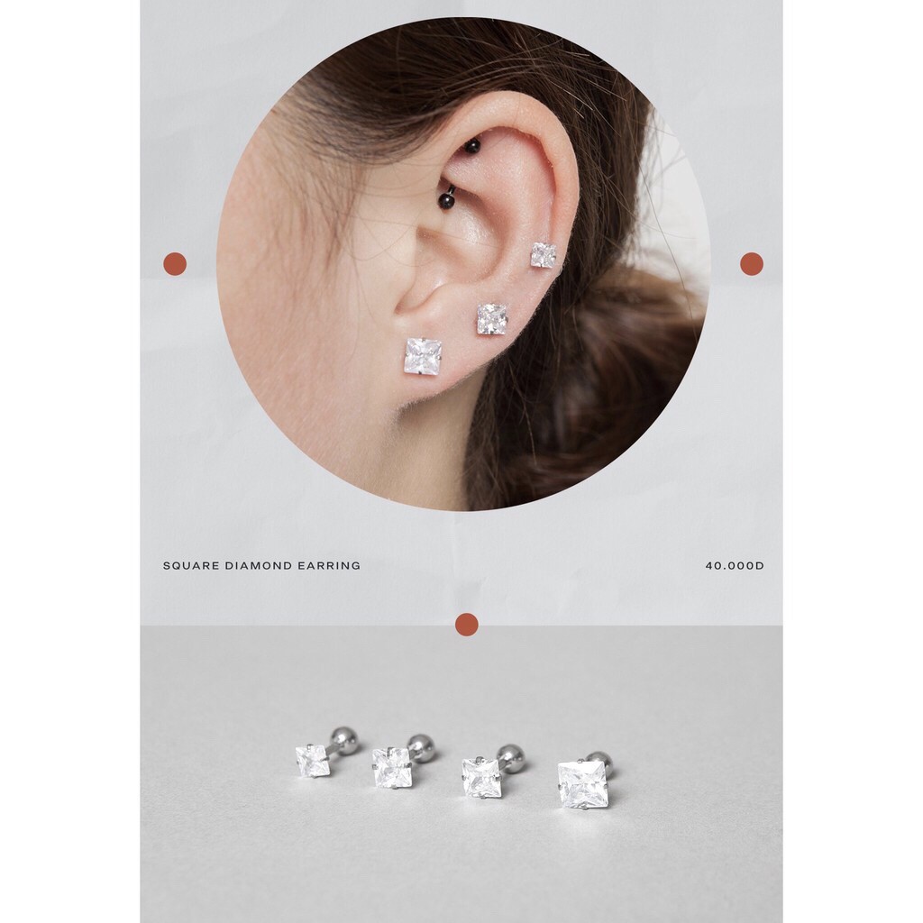 Khuyên tai titan đính kim lấp lánh cá tính nhiều kiểu thép y tế siêu bền không dị ứng không gỉ unisex bts | BigBuy360 - bigbuy360.vn