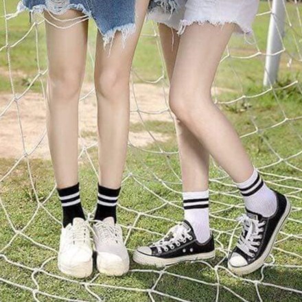 Set 10 đôi tất kẻ cổ chân nữ thể thao Hàn quốc cổ ngắn xì tin-giadungsieure