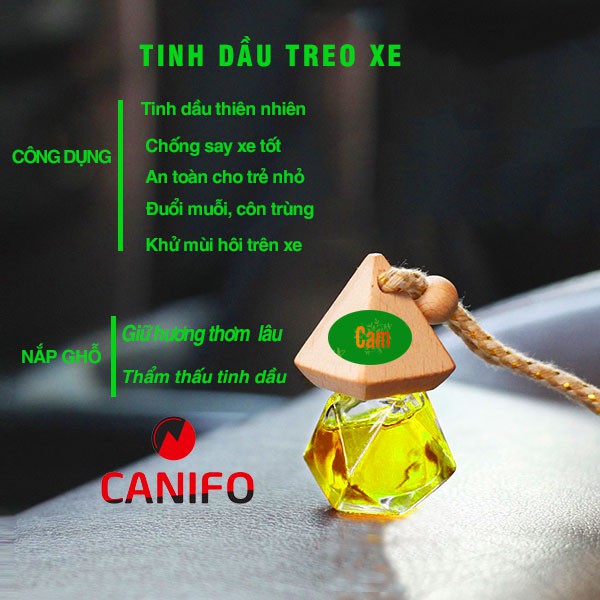 Tinh dầu cam ngọt treo xe Canifo có kiểm định chất lượng - Tinh dầu treo xe ô tô cam ngọt, treo phòng, treo tủ quần áo