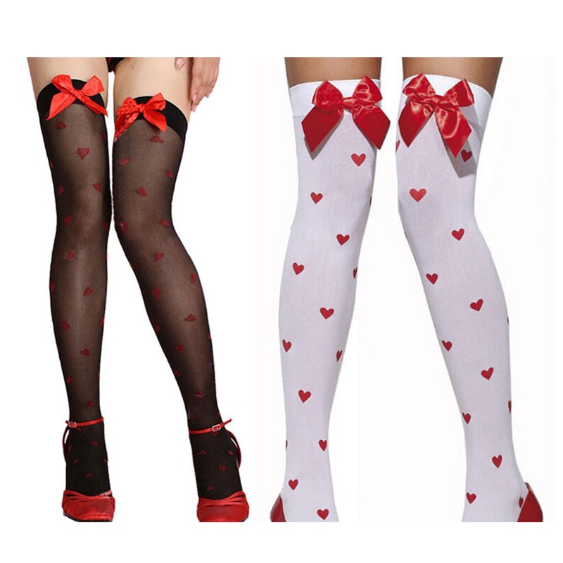 Vớ Dai Dài Qua Gối In Họa Tiết Trái Tim Gợi Cảm Cho Nữ