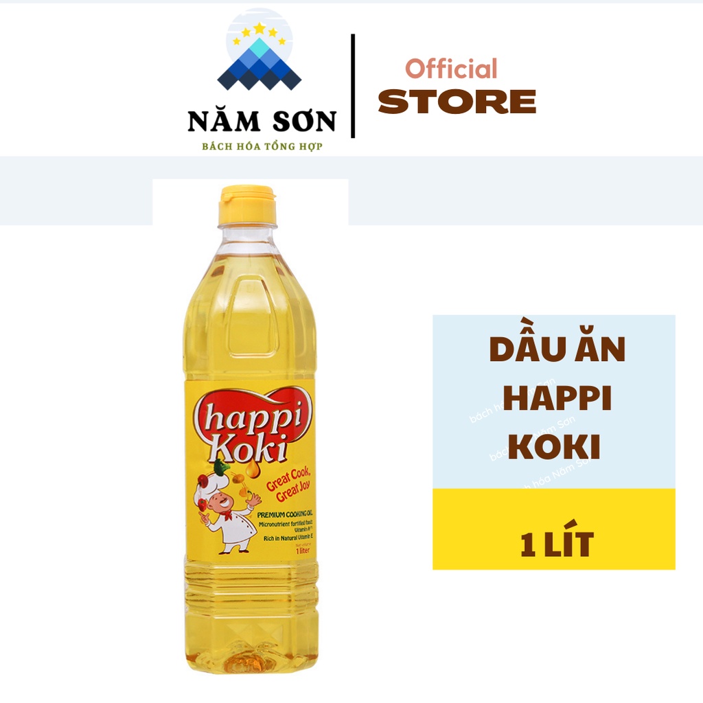 Dầu ăn cao cấp Happi Koki chai 1 lít