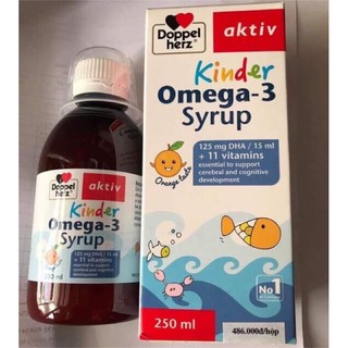siro kinder omega3 syrup doppelherz (doppel herz )cho trẻ từ 1 tuổi đang trong giai đoạn phát triển não bộ, hiếu động...