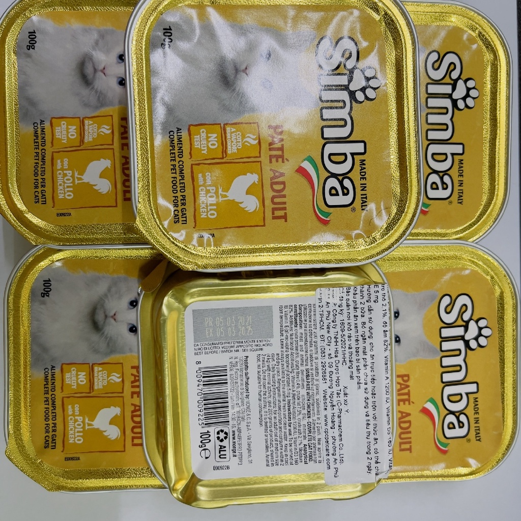 100g - Pate SIMBA dành cho mèo [FREESHIP] vị Cá ngừ và gà - thơm ngon nhập khẩu từ Ý - Simba Monge - đủ dinh dưỡng