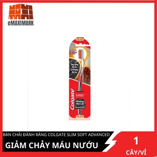 Bàn chải đánh răng Colgate Slim soft advanced giảm chảy máu nướu siêu mềm mảnh, lông chải phủ Khoáng núi lửa 1 cây đơn