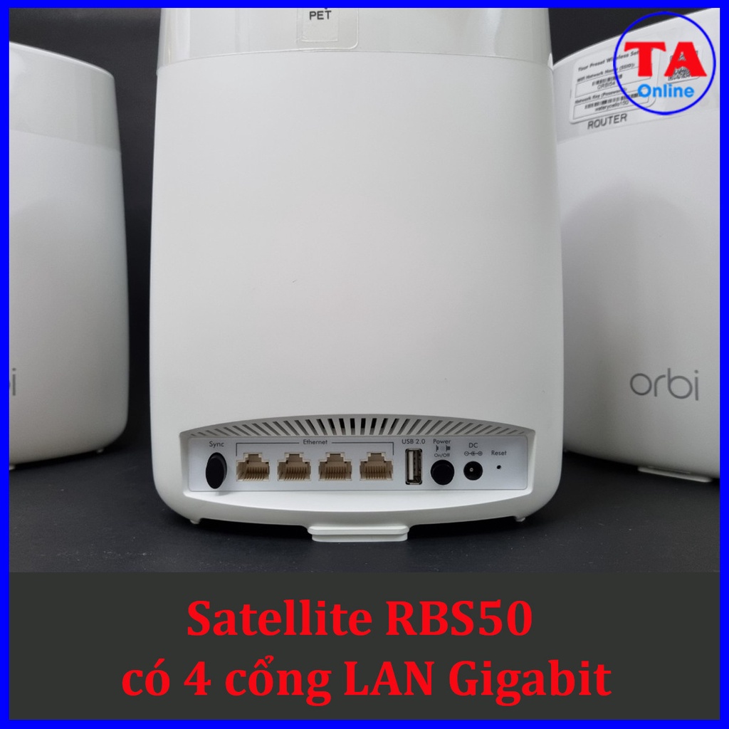 Netgear Orbi Mesh WiFi RBK53 - Bộ phát WiFi Tri-band chuẩn AC 3000 Mbps - 1 Router (RBR50) và 2 Satellites (RBS50)