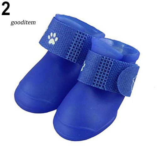 Set 4 chiếc giày bốt đi mưa chống trơn trượt/chống thấm nước độc đáo dành cho thú cưng