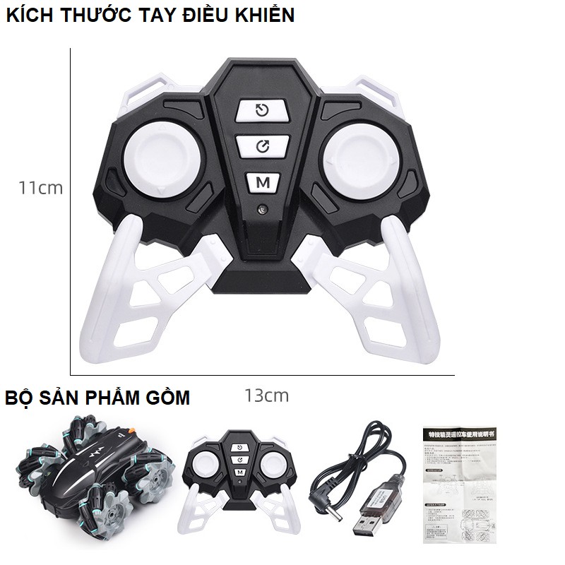 Xe ô tô điều khiển đồ chơi trẻ em nhào lộn xoay 360 điều khiển từ xa sóng 2.4G độ sử dụng pin sạc