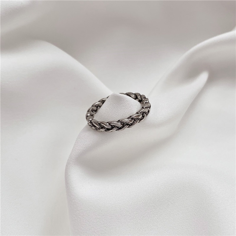 Nhẫn Thiết Kế Xoắn Độc Đáo Phong Cách Retro Hàn Quốc Cho Nam Và Nữ