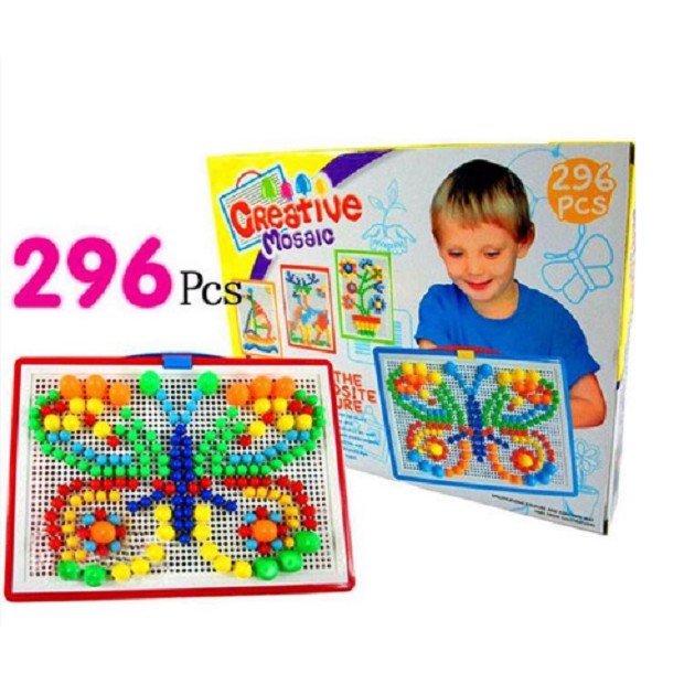 Đồ chơi xếp hình 296 chi tiết hạt nấm nhựa cho bé thỏa sức sáng tạo - có giấy hướng dẫn cách chơi