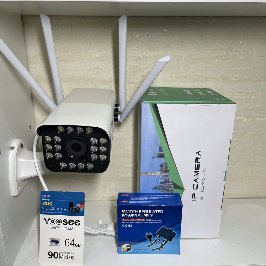 Camera yoose XOAY  ngoài trời wifi 4 râu 3.0 kèm thẻ 64gb - chống nước xem đêm có màu | BigBuy360 - bigbuy360.vn