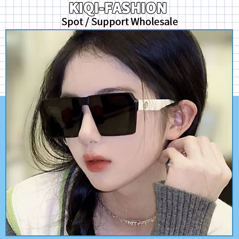 (KIQI-FASHION) COD Kính Mát Gọng Vuông Oversize Chống Tia UV Thiết Kế Đơn Giản Thời Trang Cho Nữ