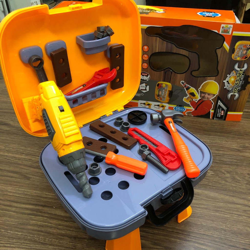 Bộ đồ chơi lắp ráp sửa chữa cho bé (khoan chạy pin và vali có chân kéo)