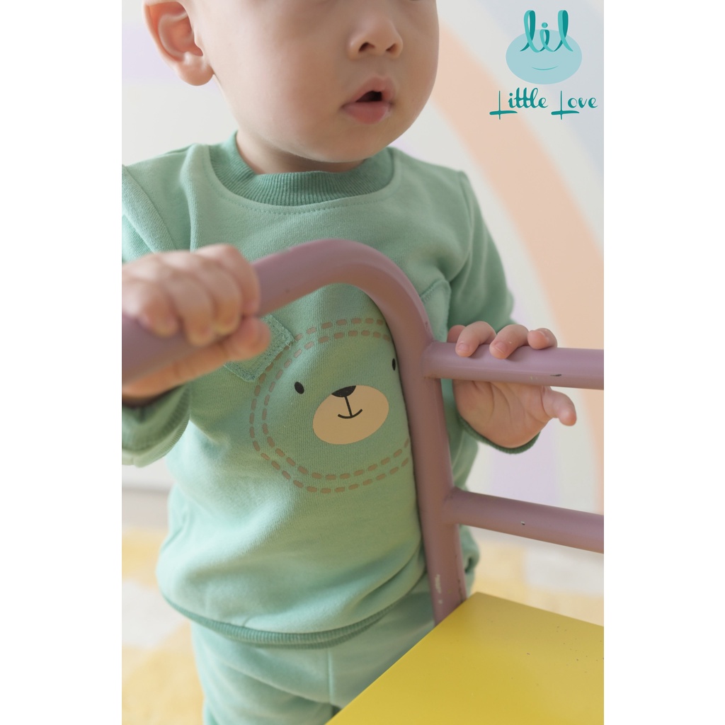 Bộ quần áo dài tay nỉ dày 2022 mã 02 cho bé từ 6m đến 4y little love (LDT94)