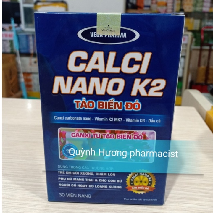 Viên uống CALCI NANO K2 Tảo Biển Đỏ lọ 30 viên giúp tăng chiều cao cho bé