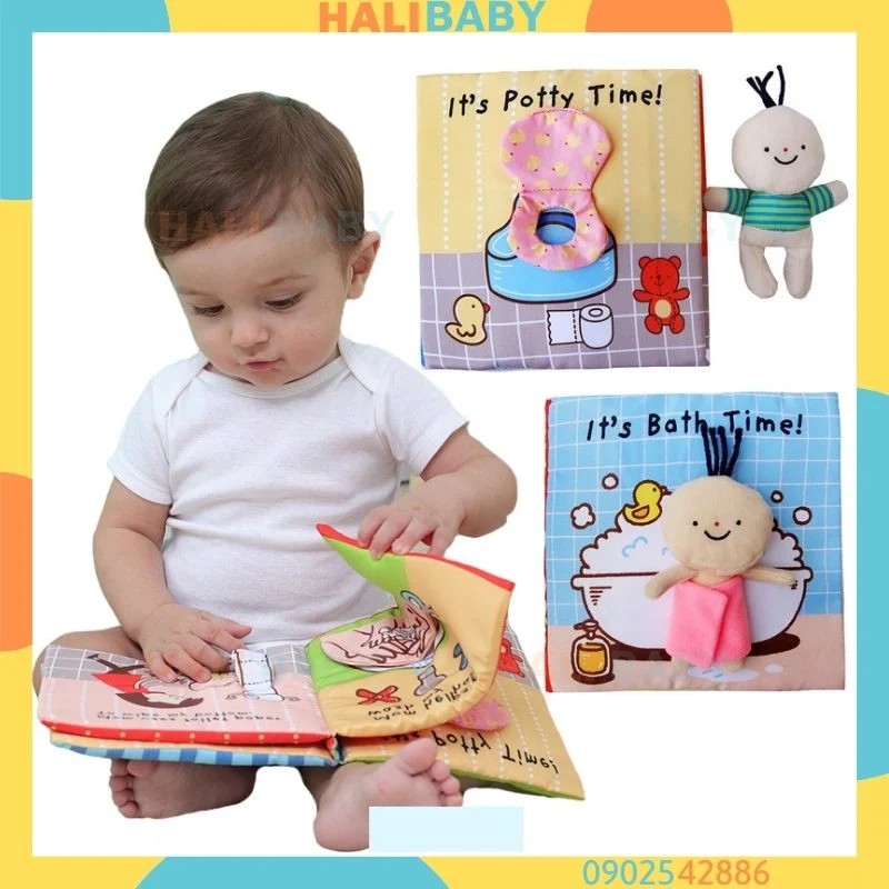 Sách vải 3d cho bé tương tác phát triển kĩ năng vệ sinh Halibaby SV16