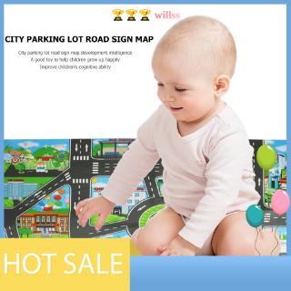 [willss] 83x58cm City Parking Lot RoadmapRoad Signs Model Car Climbing Mats Toy Interactive Play Ho