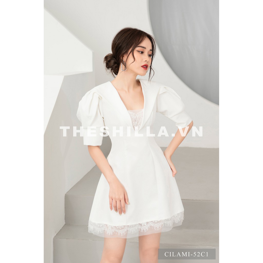 Váy thiết kế cao cấp màu trắng cổ V phối ren [ Có video + Ảnh thật ] The Shilla - Cilami-52C1 | BigBuy360 - bigbuy360.vn