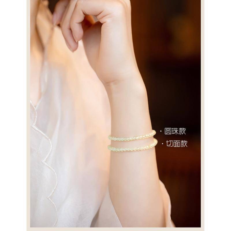 Vòng Tay Chuỗi Hạt Đá Tự Nhiên Màu Xanh Lá Cây Prehnite Đơn Giản Dễ Phối Đồ Thời Trang Cho Bạn Gái