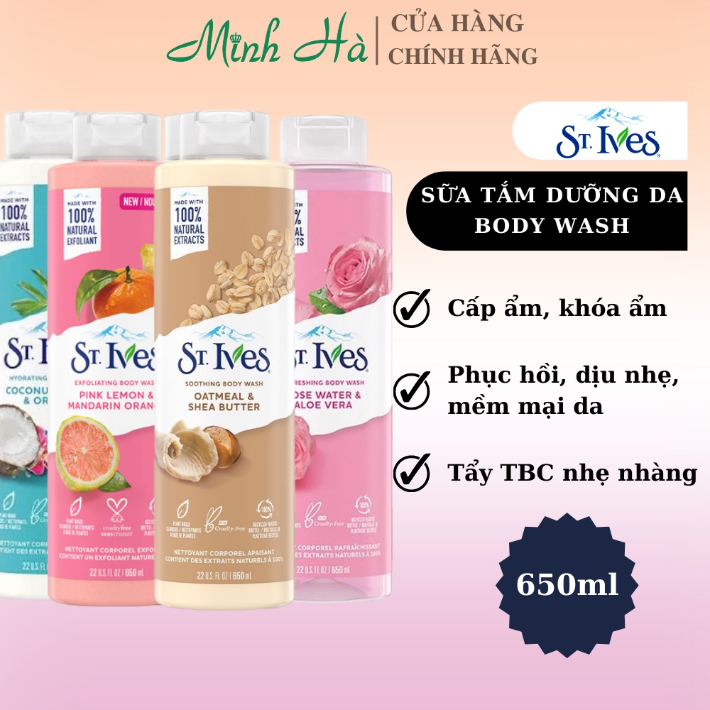 Sữa tắm St.Ives dưỡng da body wash 473ml 650ml 945ml