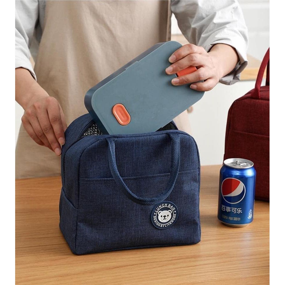 Túi đựng cơm giữ nhiệt văn phòng, Túi đựng hộp cơm giữ nhiệt cao cấp Lunch Bag size lớn nóng lạnh lớp cách nhiệt cực dày
