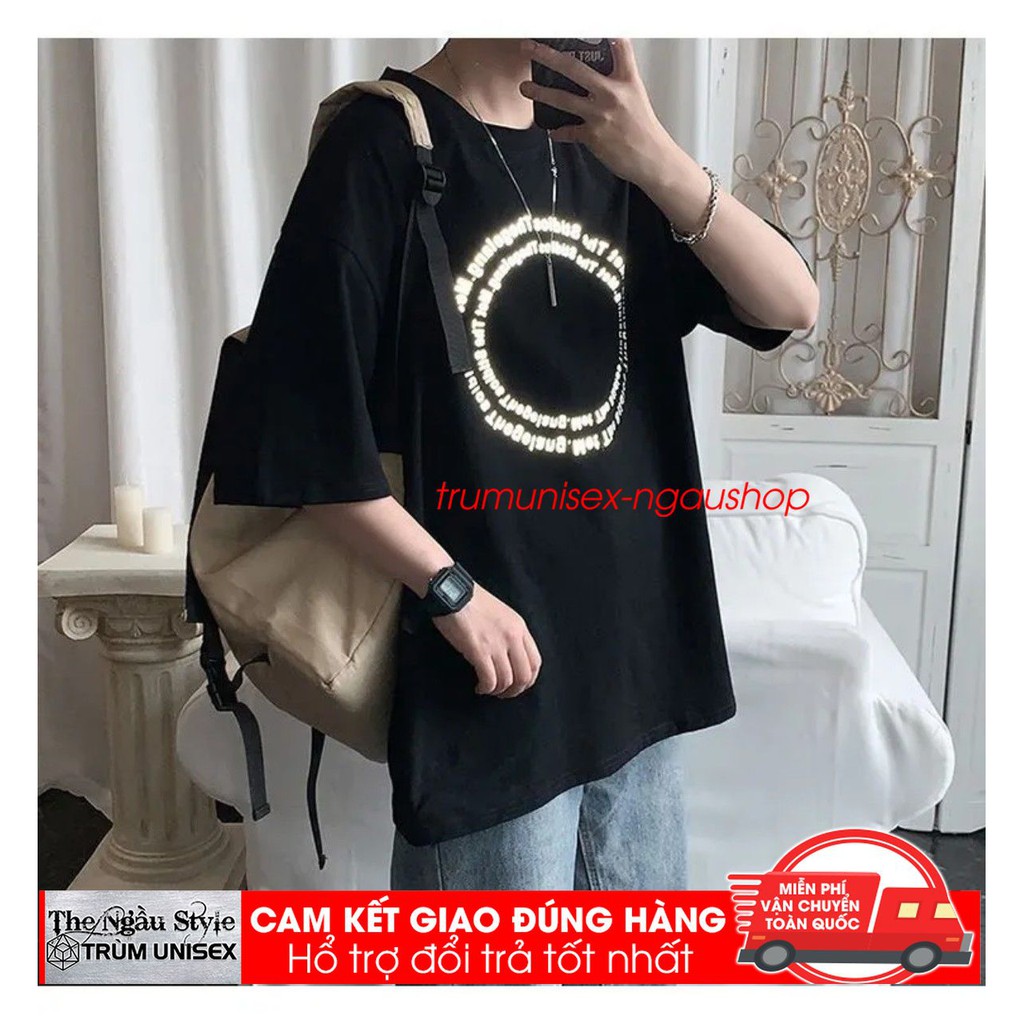Áo thun Phản quang Stee nam tay lỡ unisex form rộng In phản quang Chữ Vòng Tròn chất vải cotton 100% | BigBuy360 - bigbuy360.vn