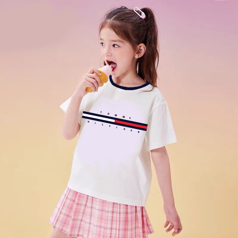 Áo phông bé trai trơn cộc tay cho bé gái ALALA chất coton 9-40kg