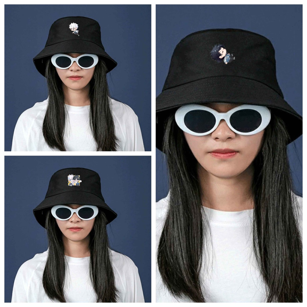 Mũ bucket đen in hình Người đại diện thời gian anime chibi thời trang đi học tiện lợi xinh xắn