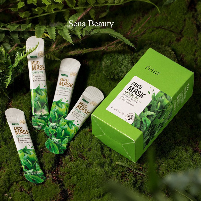 Hộp 20 gói mặt nạ bùn làm sạch da kiềm dầu trà xanh Fenyi Green Tea Mud Mask Sena Beauty