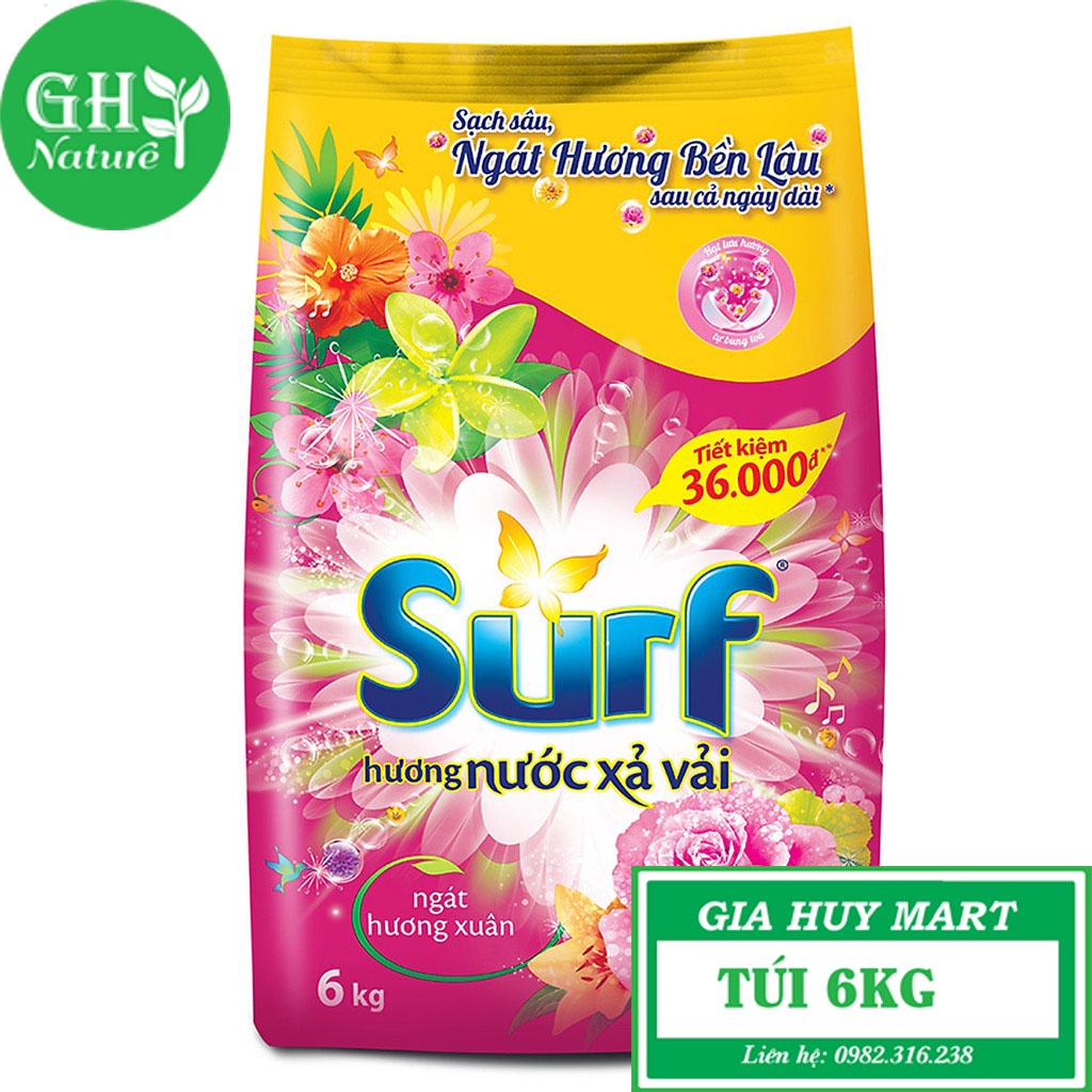Bột Giặt Surf Hương Nước Xả Vải Ngát Hương Xuân Túi 5,5kg