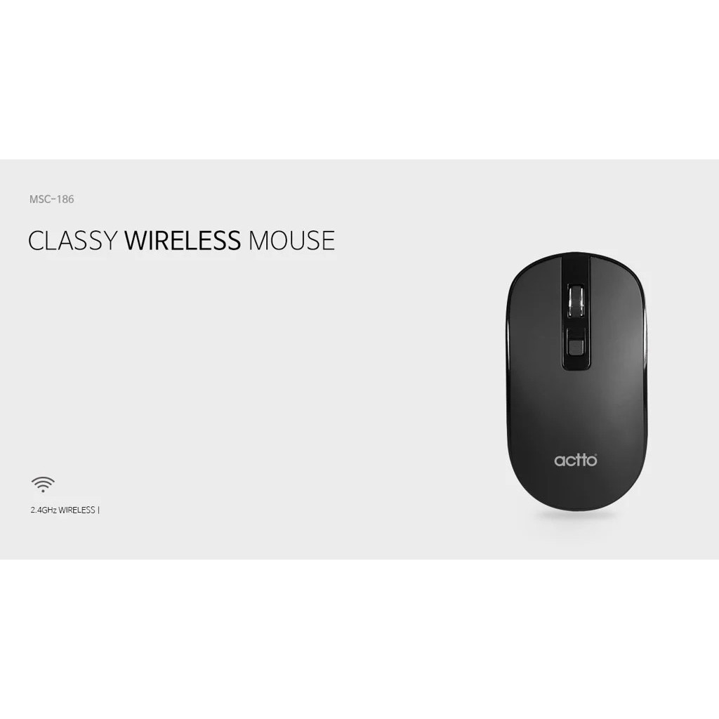 Chuột quang khoảng cách kết nối 10m - Classy Wireless Mouse Actto MSC-186 kiểu dáng không dây sang trọng