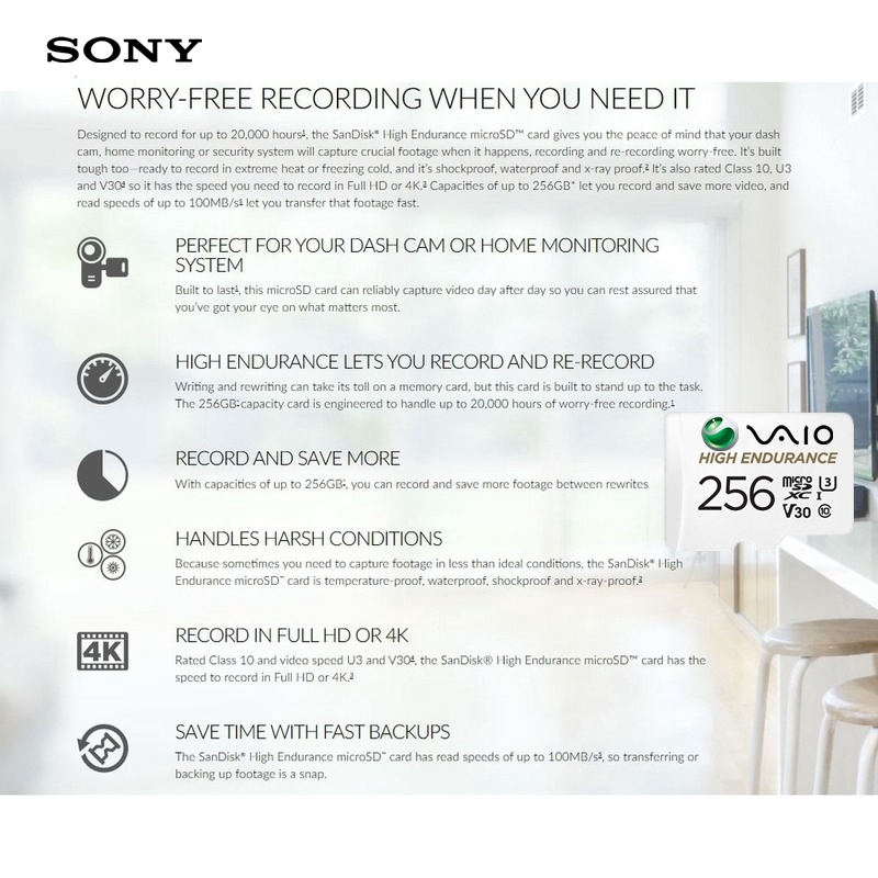 SONY Thẻ Nhớ Micro Sd Tốc Độ Cao 1tb 512gb 256gb Sdhc / Sdxc U3-1 Class 10 Tf | BigBuy360 - bigbuy360.vn