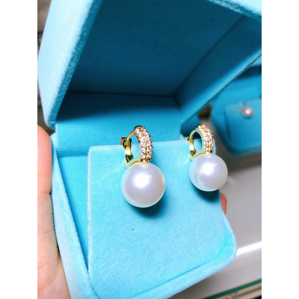 Bông tai ngọc trai nhân tạo 14mm, khóa chốt mạ bạc 925, mạ vàng 10k, thiết kế mới của năm 2021