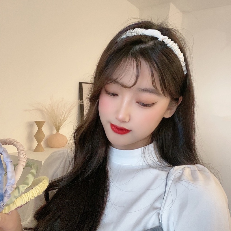 Băng đô Cài tóc vải Satin nhún bèo phong cách Hàn Quốc xinh xắn thời trang ORI C021
