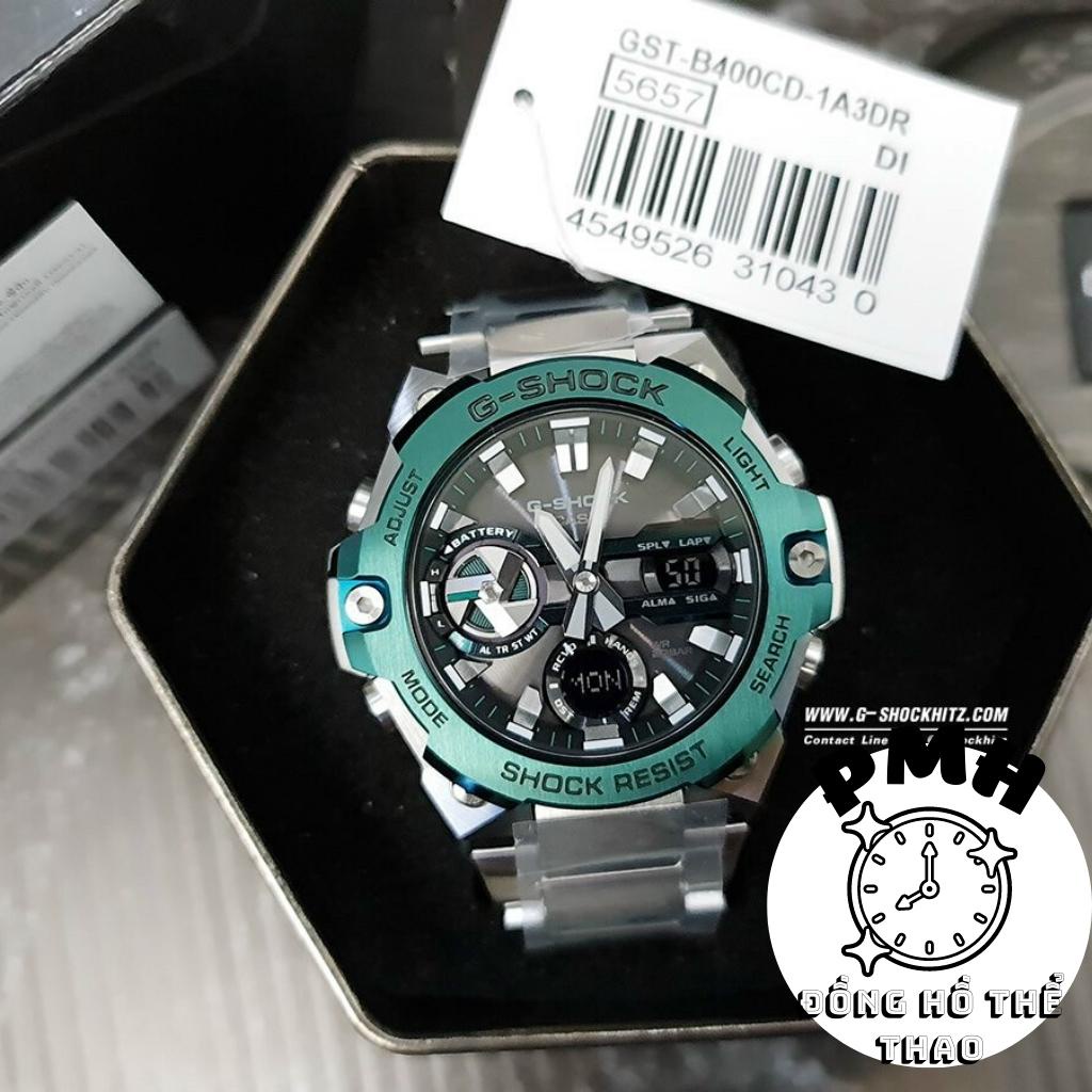 Đồng hồ nam Full thép GST-B400-1A Thể thao màu xanh lá kích thước 46,6mm × 49,6mm × 12,9mm