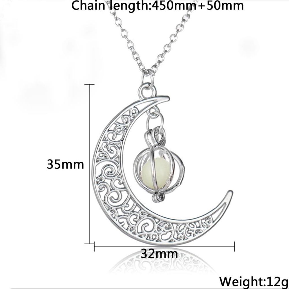 vòng cổ Mặt Hình Mặt Trăng Đính Đá Phát Sáng Thời Trang Cho Nam Nữ