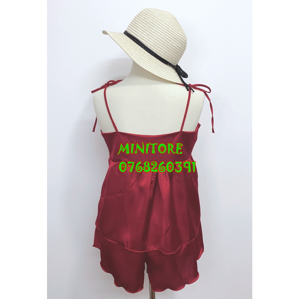 [DƯỚI 60KG] BỘ ĐỒ NGỦ QUẦN ĐÙI LỤA SATIN 2 DÂY MỀM MỊN MÁT GỢI CẢM CÁ TÍNH DỄ MẶC VẢI ÍT NHĂN NHIỀU MÀU- Bộ Satin 2 dây